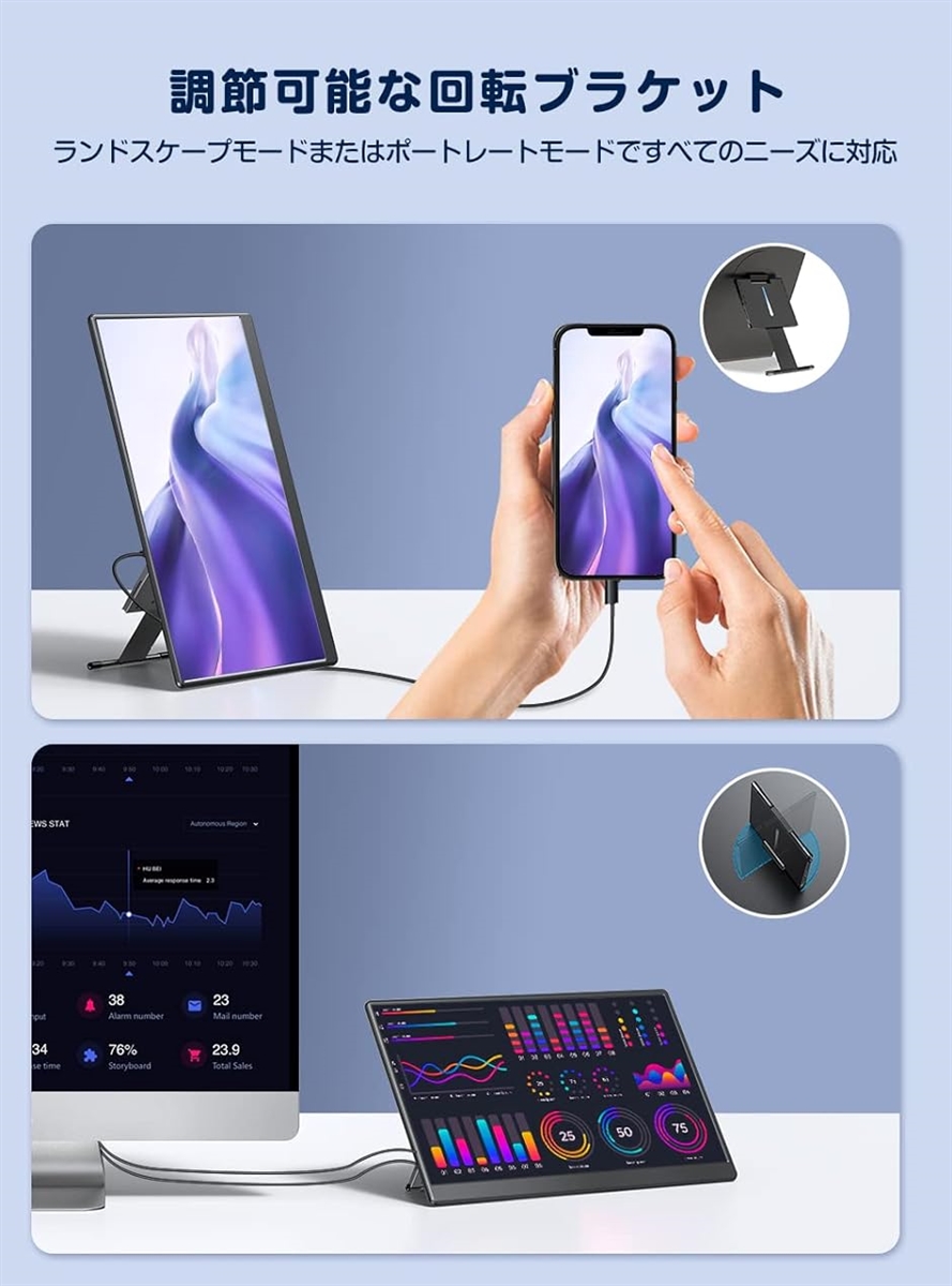 モバイルモニター 17.3インチ モバイルディスプレイ ゲームモニター 