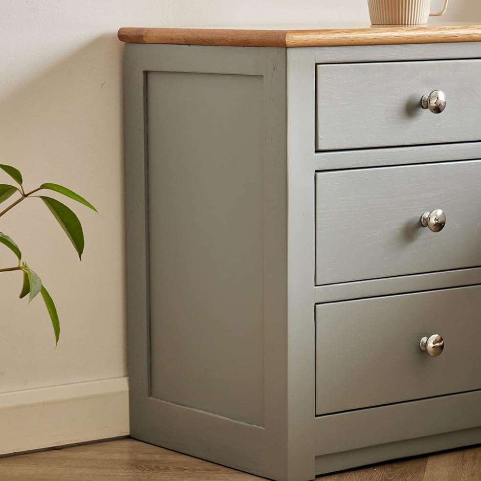 ナイトテーブル サイドテーブル 3段引出し 天然木 オーク材 木製 大