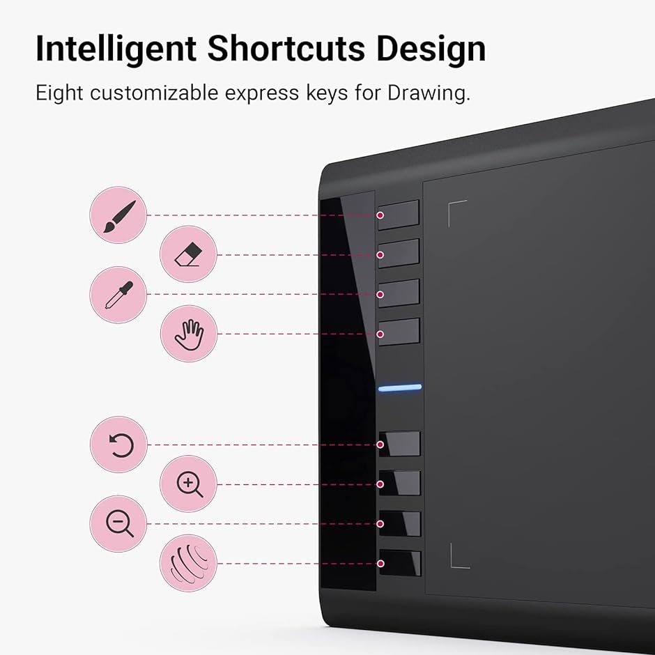 ペンタブ 10x6インチ M708 ペンタブレット 板タブ ショートカットキー8個 充電不要ペン付き ペンホルダー付き MDM( Black)