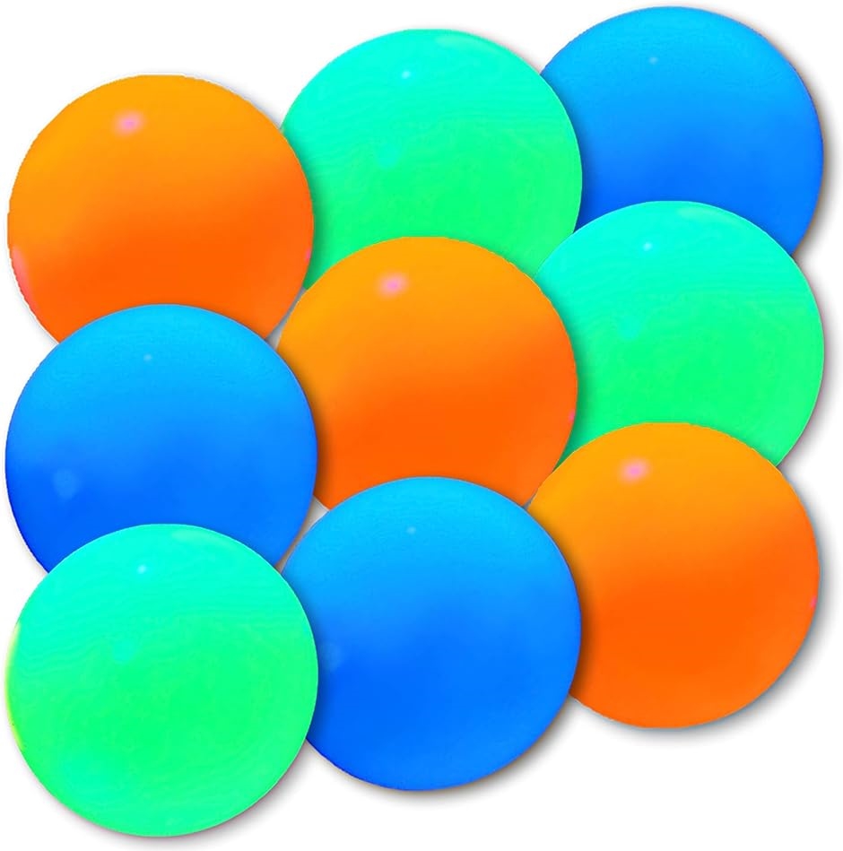 Yahoo! Yahoo!ショッピング(ヤフー ショッピング)スティッキーボール 9個セット おもちゃ スティッキーターゲットボール ストレス解消 粘着性 壁ボール 蛍光 6.5cm