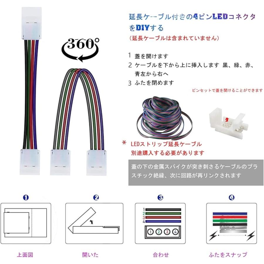 FAC RGB LEDテープ スナップコネクタ20点セット L字型コネクタ 10点 ギャップレスコネクタ 10点 簡単接続、半田不要 RGB LEDテープ