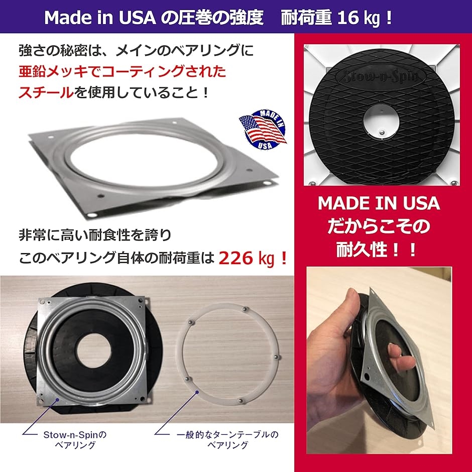 Deluxe 360度 回転式 2段 スパイスラック 調味料入れ 収納ラック ターンテーブル 回転台 MDM( ホワイト（白）)｜horikku｜05