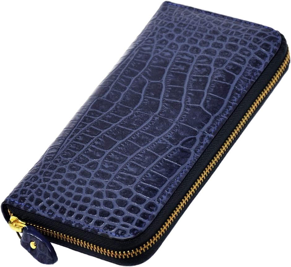 【新品正規店】ブルー　長財布　クロコダイル型押し　メンズ　レディース iPhoneケース