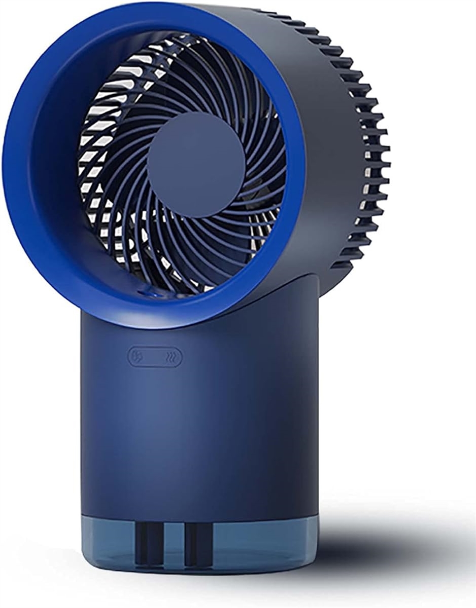 冷風扇 卓上冷風扇 ミニ扇風機 小型クーラー 風量３段階調整 送風 加湿 冷却 空気清浄 LEDライト付き( ブルー)