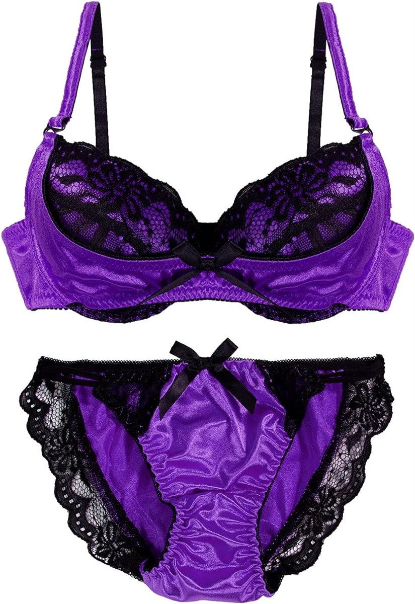 専用ブラックパープル D75 ブラジャーショーツ3点セット ブラジャー ショーツ セット 上下 レディース( パープル, D75