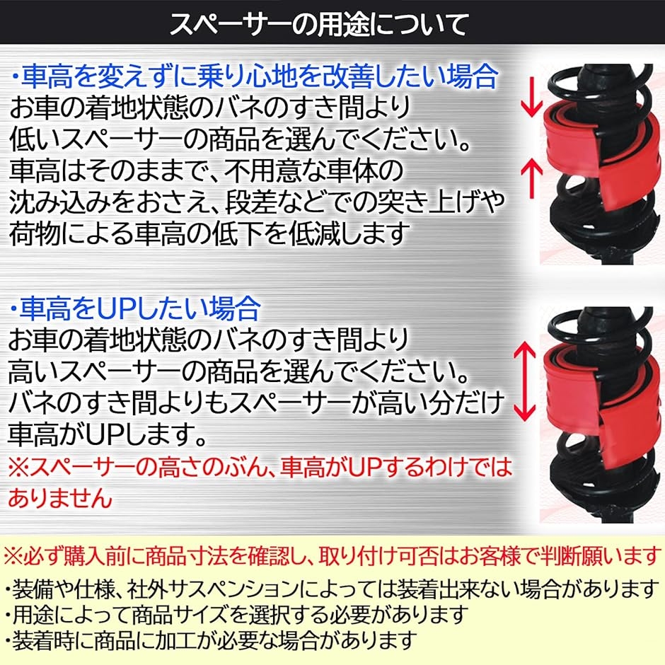 h＆b 汎用 ラバー スペーサー スプリング ゴム 車高 調 乗り心地 トヨタ ホンダ 日産 ダイハツ スズキ マツダ F( 12mm)｜horikku｜05