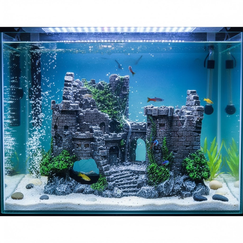 時々品物追加　水槽用品　新古品 アクアリウム 水槽 オブジェ 城 遺跡 リアル 欧風 隠れ家 模型 置物