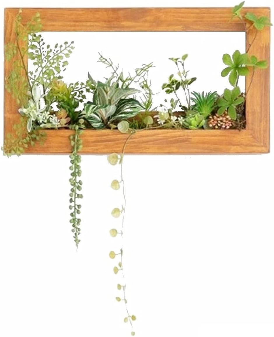 ウォールグリーン 壁掛け フェイク 木枠 フェイクグリーン 観葉植物 造花 おしゃれ インテリア 人工観葉植物 室内 緑( 42x23)｜horikku