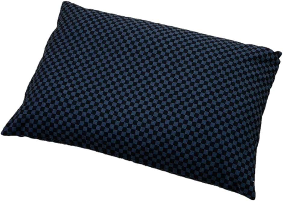 枕 パイプ ハードパイプ まくら 高め 硬め タイプ 高さ調整 可能 市松模様 枕カバー 付き 43x63( 紺,  43x63)｜horikku