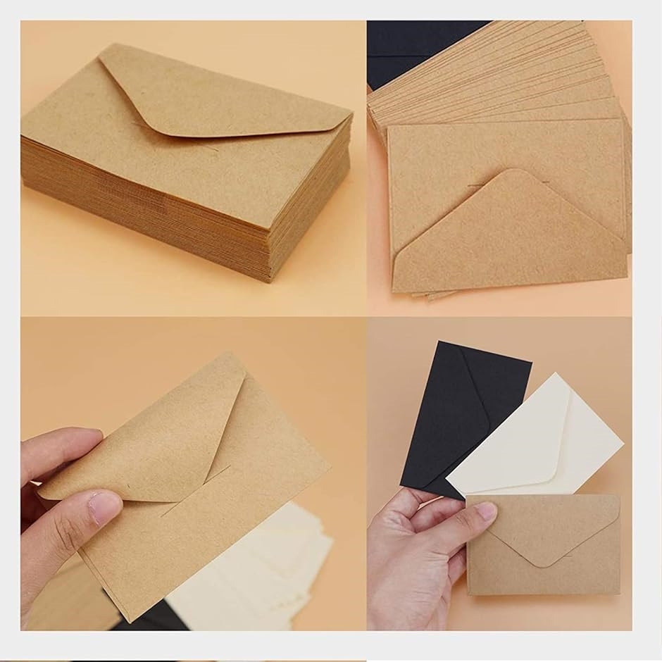 名刺 サイズ クラフト紙 封筒 無地 白紙 カード 100枚セット( ブラウン 