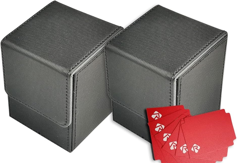 遊戯王 ポケモン 等各種 カードゲームに 100枚対応 マグネット開閉 デッキケース トレカケース 縦入れ( ブラック2個セット)