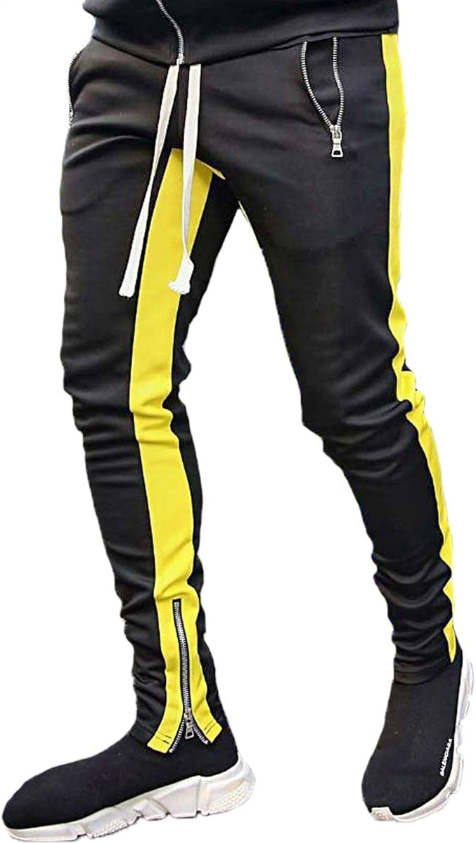 バイカラー トレーニングパンツ ジャージ下 スリム ストレート ロング