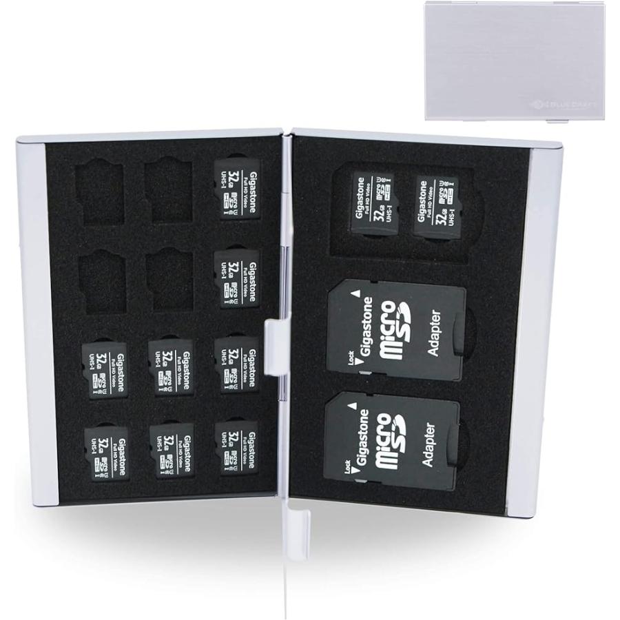 BLUECRAFT メモリーカード ケース microSD( シルバー,  両面 21枚収納「 SD3枚 + microSD18枚 」)｜horikku
