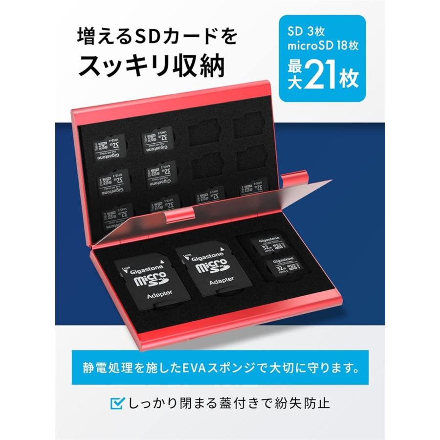 BLUECRAFT メモリーカード ケース microSD( シルバー,  両面 21枚収納「 SD3枚 + microSD18枚 」)｜horikku｜03