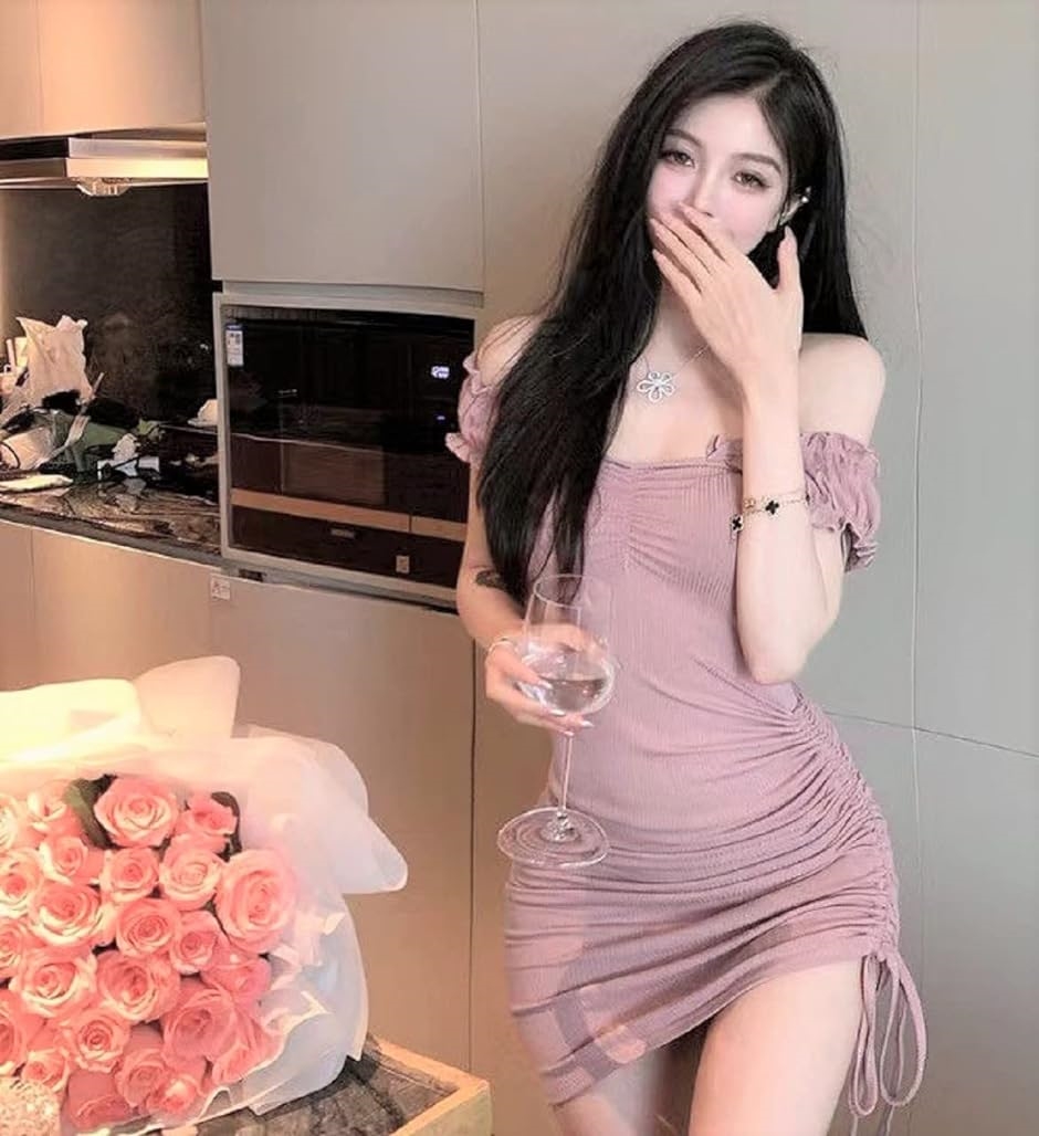セクシー タイト ミニ ワンピース ノースリーブ 肩出し ニット