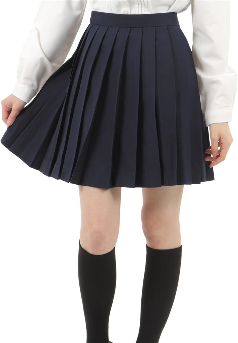 プリーツスカート 無地 学生 制服 車ヒダ スクールユニフォーム