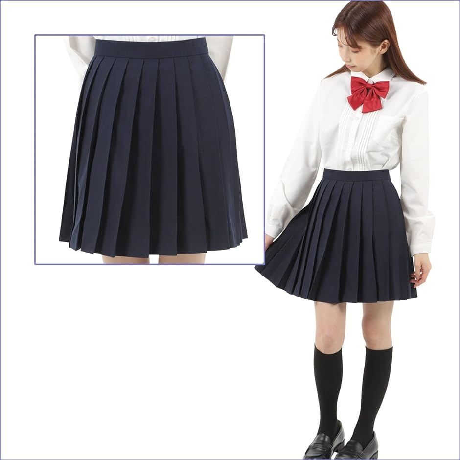 プリーツスカート 無地 学生 制服 車ヒダ スクールユニフォーム