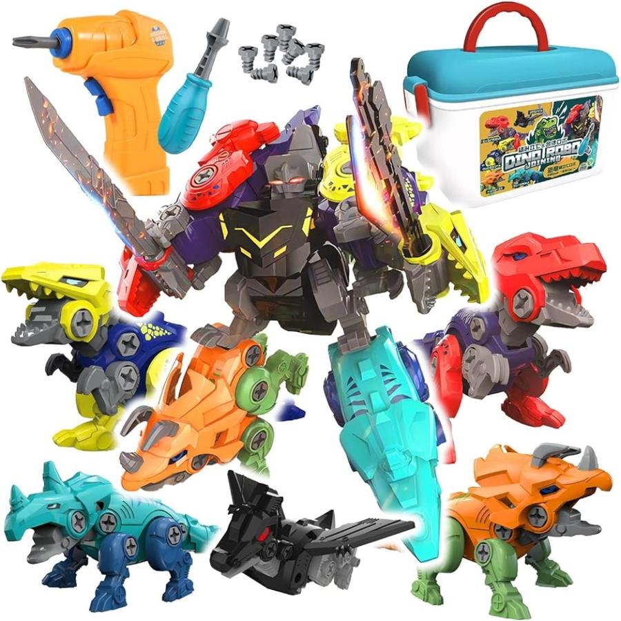 恐竜 組み立て おもちゃ 5個 合体セット 組立て説明書付き 電動ドライバー1個＋手動ドライバー MDM｜horikku
