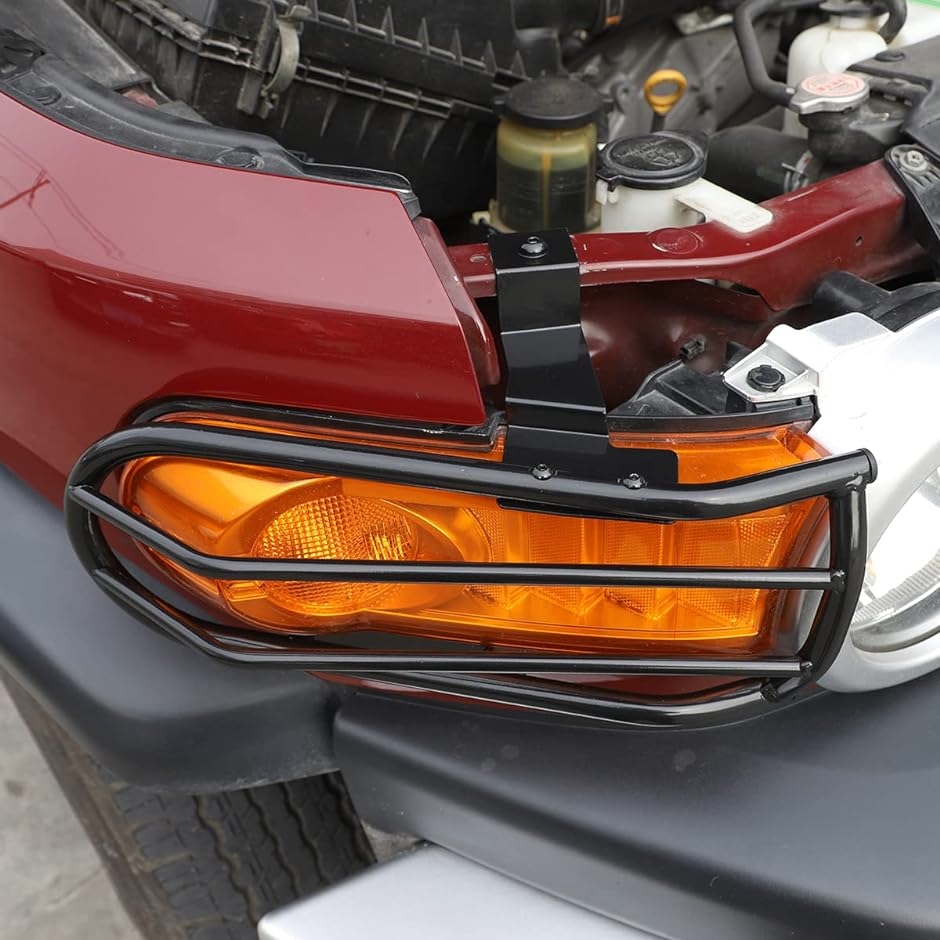 トヨタ FJクルーザー 2007-2021に対応 炭素鋼の車のフロントフォグランプ保護カバー ヘッドライト保護ネットカバー ２点セット ヘッドライト 