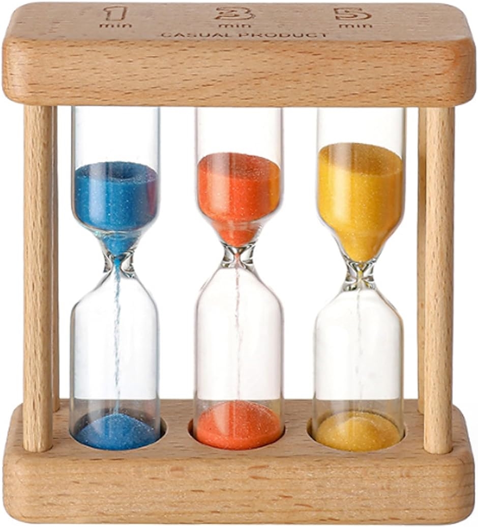 砂時計 木製 タイマー 1分 3分 5分 キッチン 家庭 オフィス 学校 置物 おもちゃ( カラフル)｜horikku