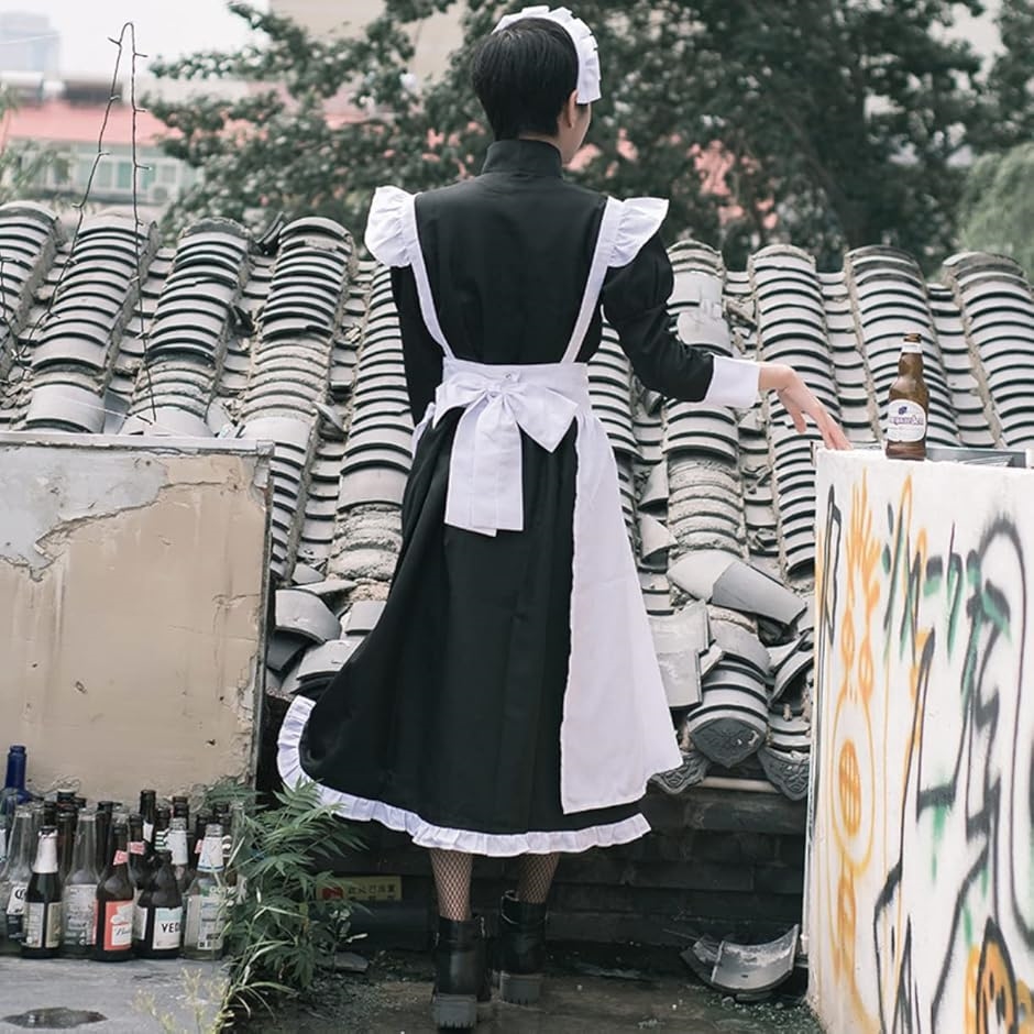レディレイジー 女装 メイド コスプレ 長袖 ロング メイド服 メンズ 黒 ブラック(ブラック, 2XL) : スピード発送 ホリック ...