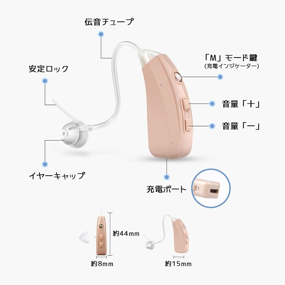 集音器 デジタル 耳掛け式 充電式 高齢者 日本語取扱説明書付き 肌色 ベージュ( ベージュ)｜horikku｜05