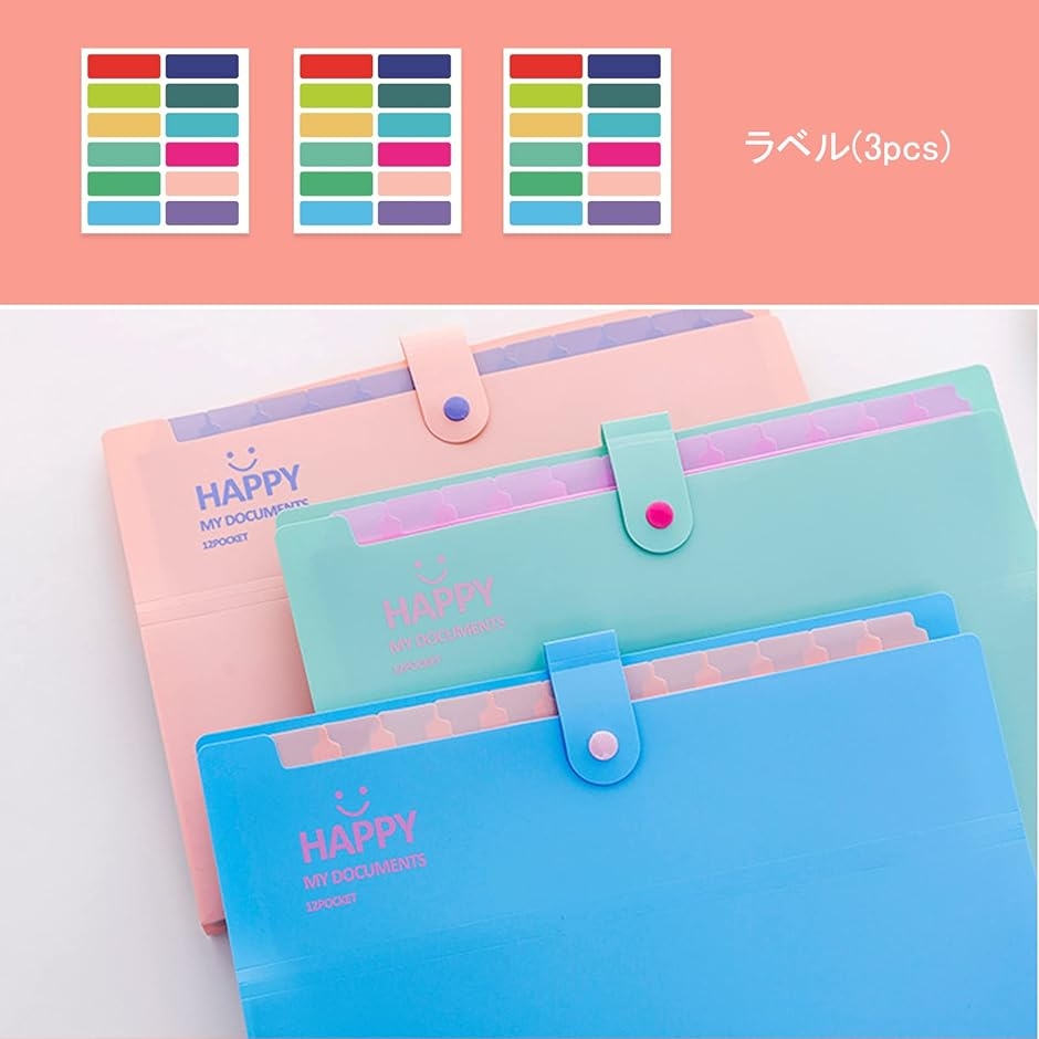 ファイルケース 3点セット 12ポケット ドキュメントファイル 収納