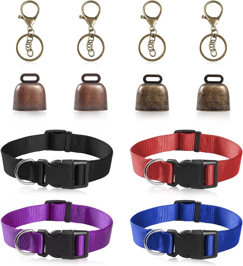 ヤギの鐘と首輪セット 4個の牛の馬の羊の放牧銅の鐘 ロブスターの爪の
