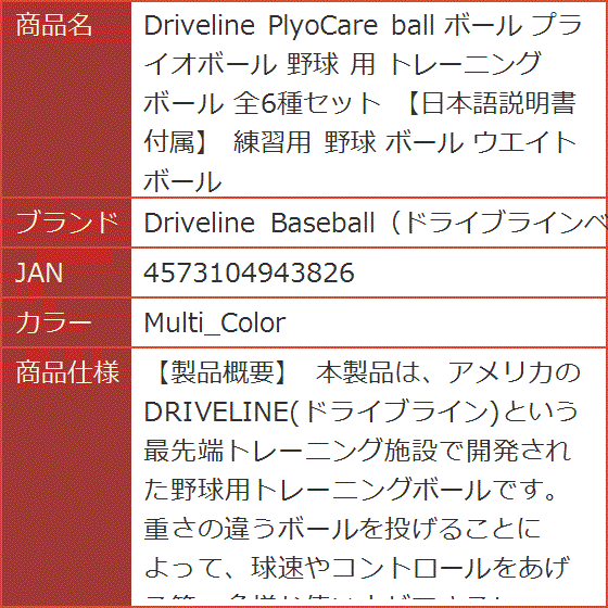 Driveline PlyoCare ball ボール プライオボール 野球 用 トレーニングボール 練習用( Multi_Color)｜horikku｜08