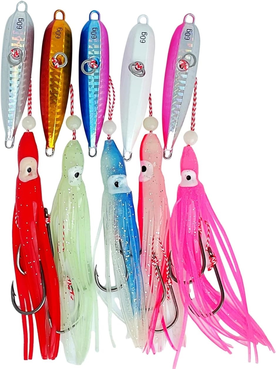 ダイラバ、ジグ、 タイラバ メタルジグ タコベイト 5色/5本セット 仕掛け タグリ鉛替針