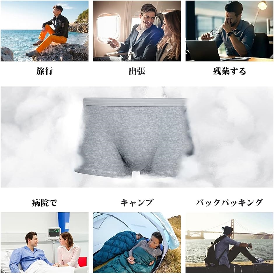 10枚入 男性用 使い捨て 綿100％ 下着 ボクサーパンツ 旅行 携帯用ショーツ MDM( グレー,  XL)｜horikku｜04