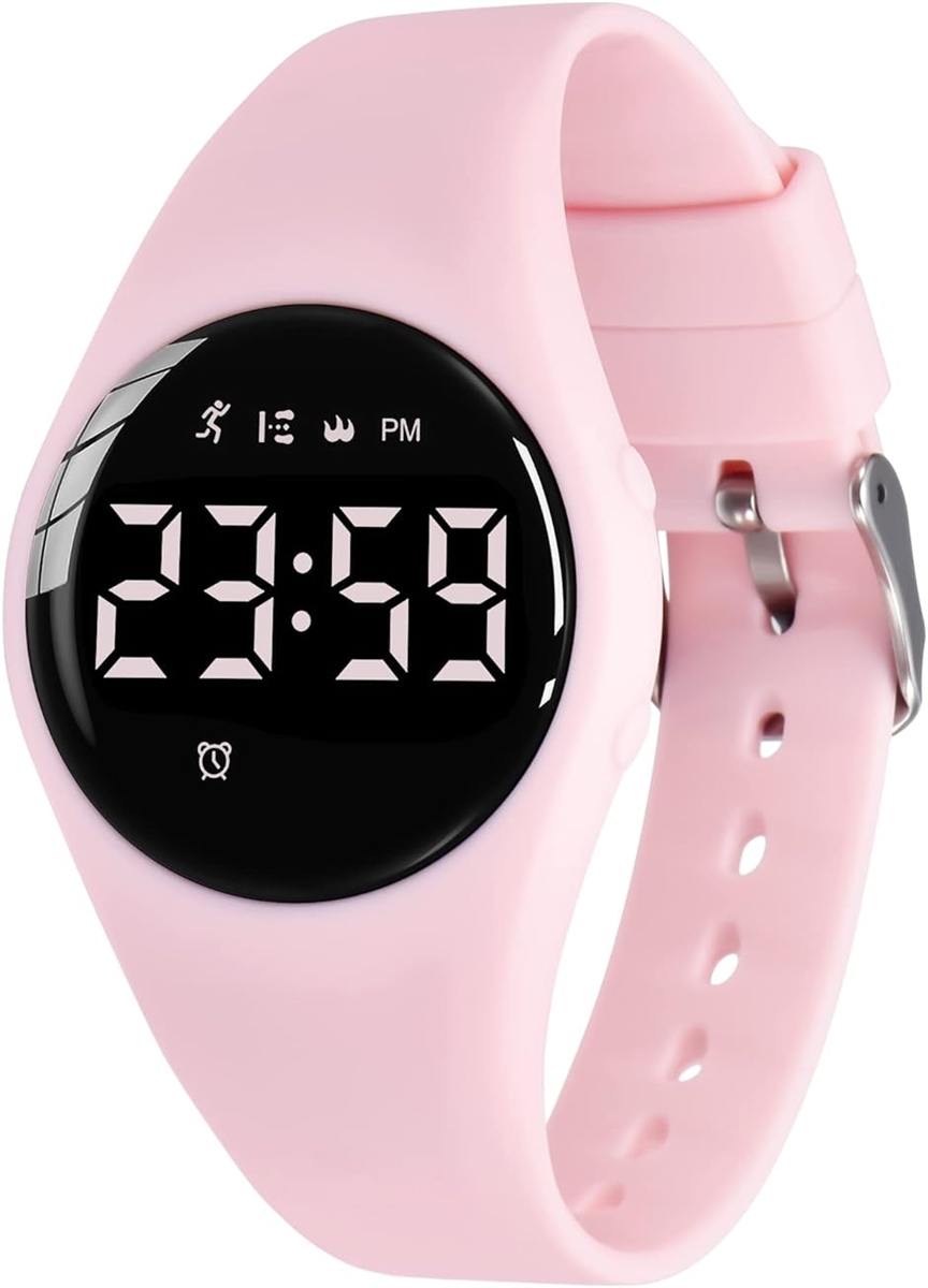 子供腕時計 キッズ 子供用スマートウォッチ活動量計 デジタル腕時計 多機能防水 MDM( 03-ピンク)