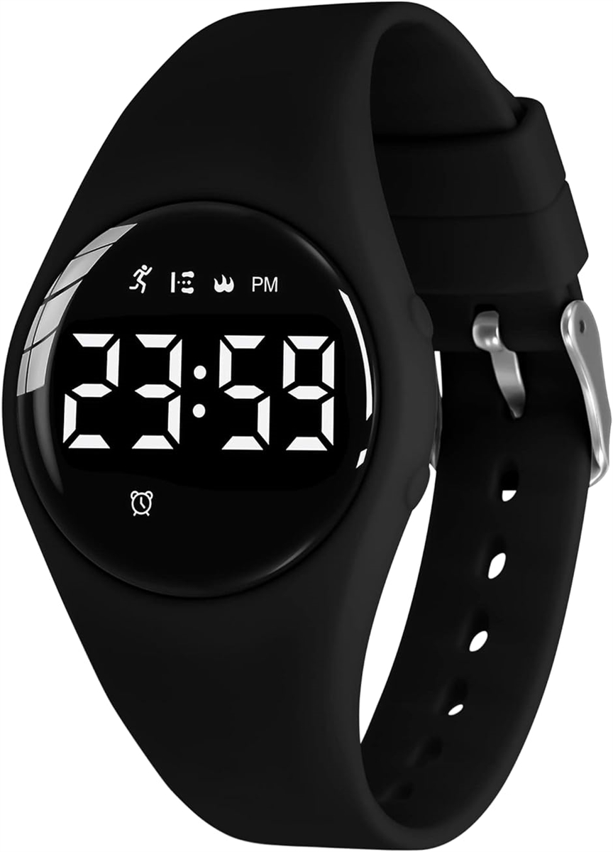 子供腕時計 キッズ 子供用スマートウォッチ活動量計 デジタル腕時計 多機能防水 MDM( 02-ブラック)