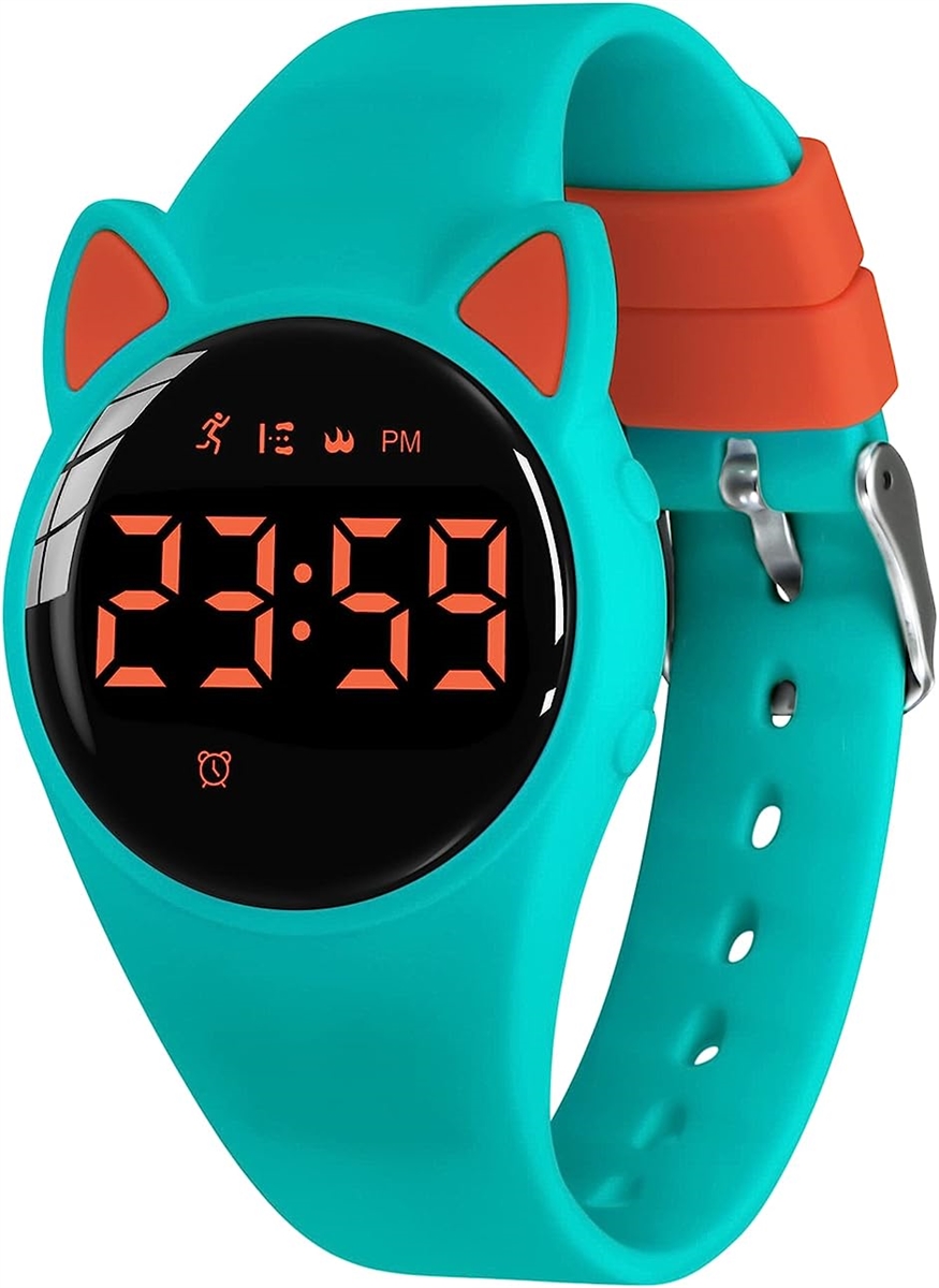 子供腕時計 キッズ 子供用スマートウォッチ活動量計 デジタル腕時計 多機能防水( 01-グリーン)