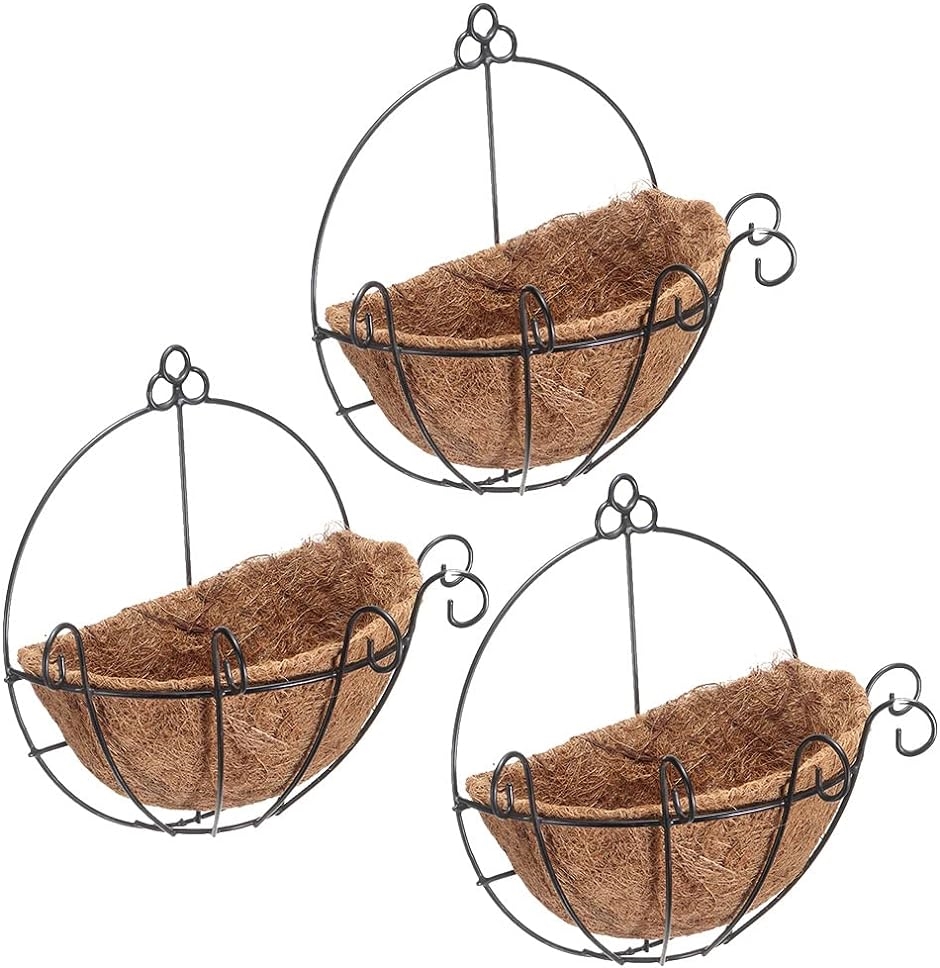 半円形 ハンギングバスケット 3個セット 寄せ植え プランター 壁掛け 屋外 フェンス 花 植物 ガーデニング( 横幅25cm)｜horikku