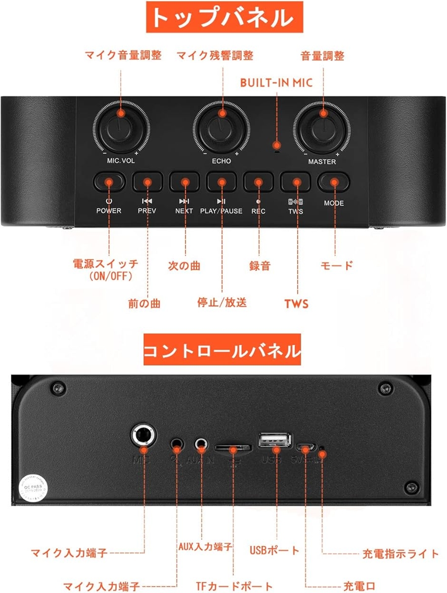 スピーカーセット 拡声器 ワイヤレスマイク1本 Bluetooth 5.0対応 充電