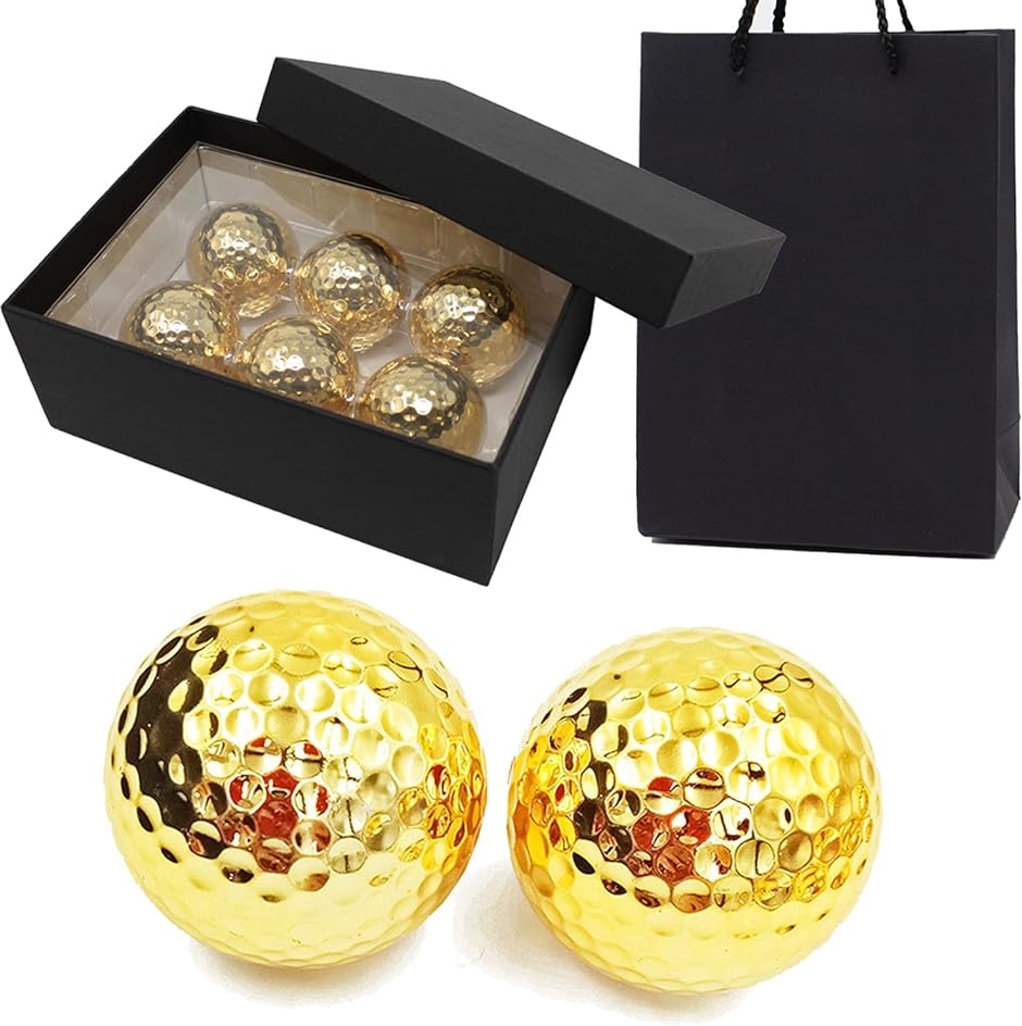 ゴールド ゴルフボール 6個セット コンペ 景品 プレゼント ケース付き 豪華賞品 ボール6個+手提げ袋
