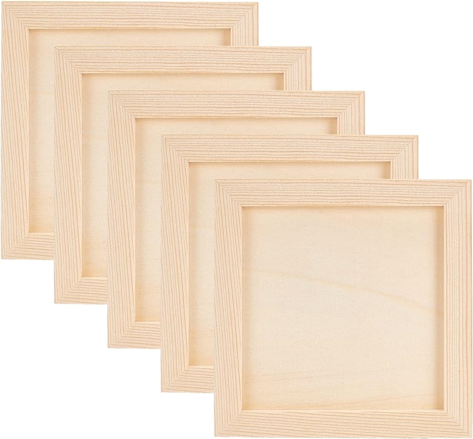 10個 キャンバス画材 木製画板 ウッドキャンバスボード 木枠 正方形 ウッドフレーム( 14.75x14.75x0.8cm)｜horikku