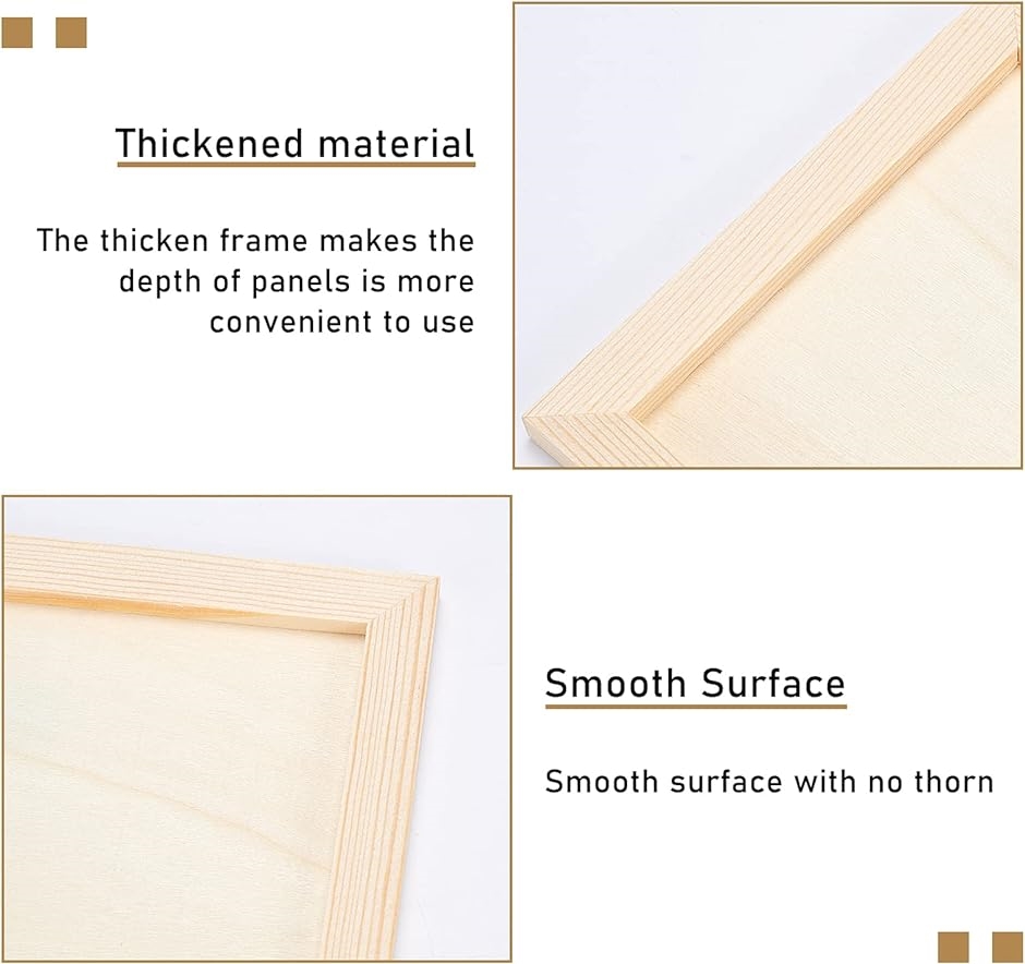 10個 キャンバス画材 木製画板 ウッドキャンバスボード 木枠 正方形 ウッドフレーム( 14.75x14.75x0.8cm)｜horikku｜04