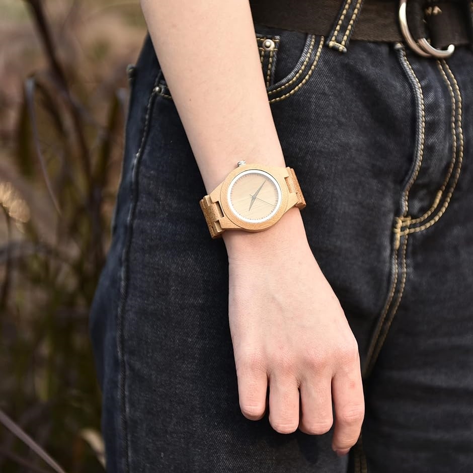 竹製腕時計 レディース うで時計 女性 おしゃれ 軽量 日本製クォーツ腕時計 キンナウ( GL028-レーデイス)｜horikku｜05