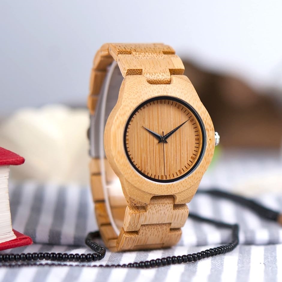 竹製腕時計 レディース うで時計 女性 おしゃれ 軽量 日本製クォーツ腕時計 キンナウ( GL028-レーデイス)｜horikku｜06