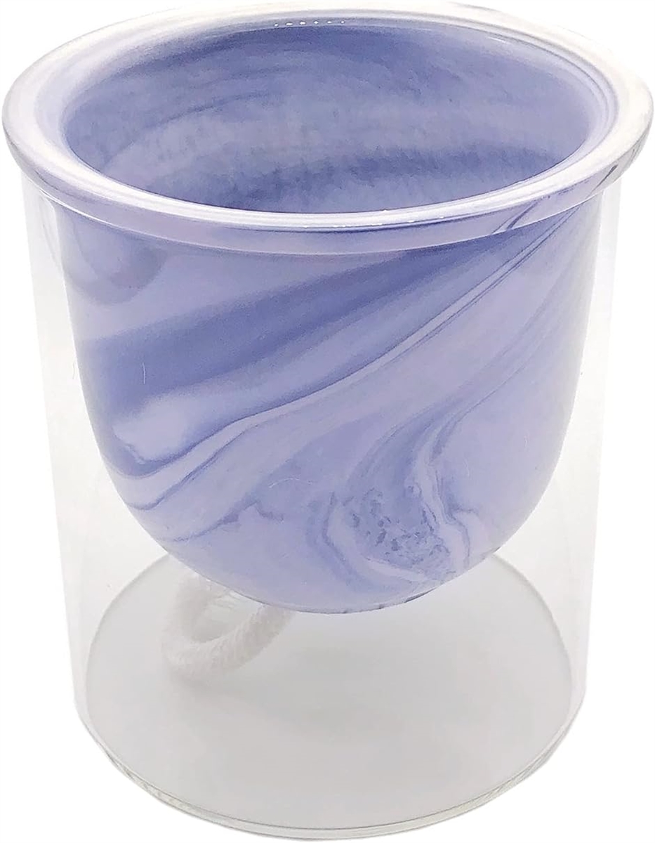 植木鉢 陶器 + ガラスカバー 自動給水 プランター ラグジュアリー デザイン フラワー ポット ブルー( マーブル(ブルー))