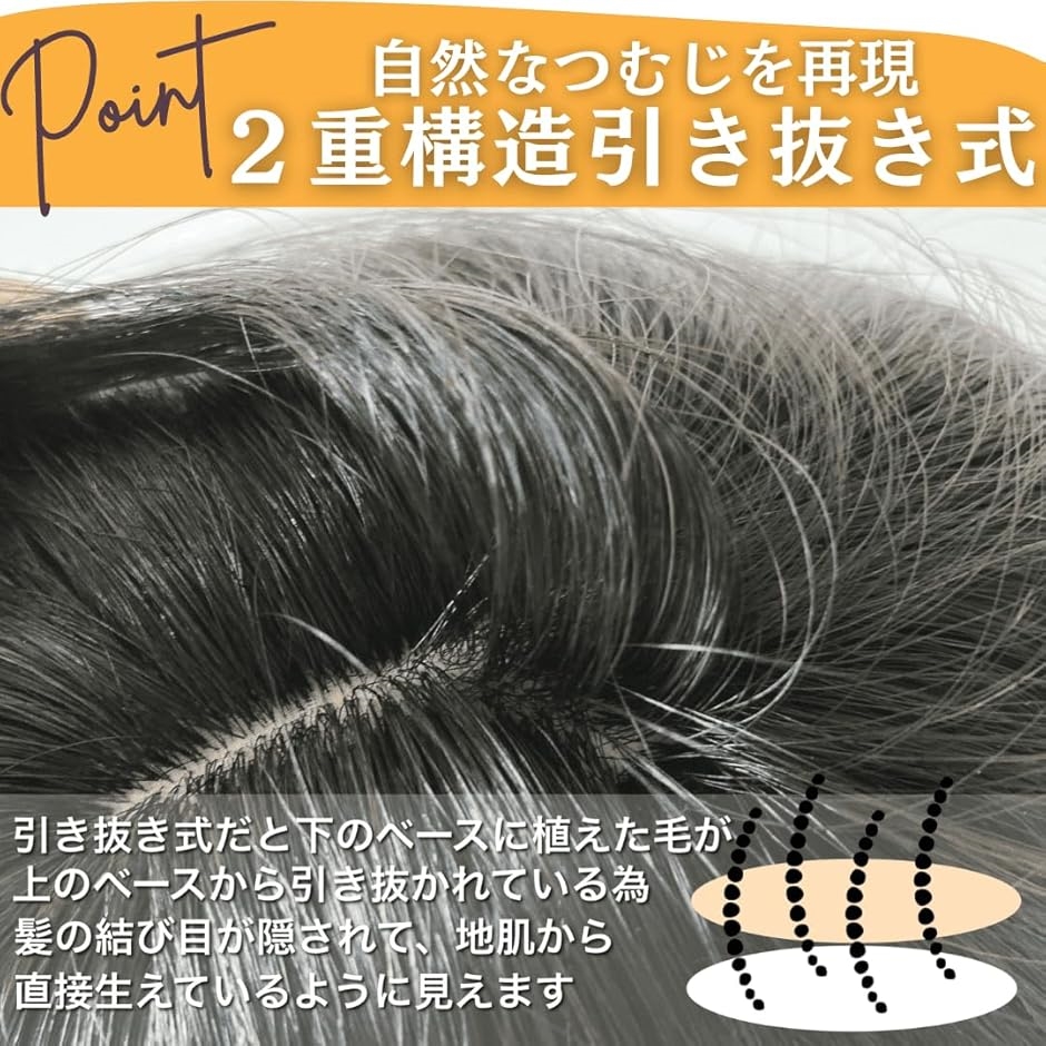 部分ウィッグ 人毛100% ヘアピース トップピース トップカバー