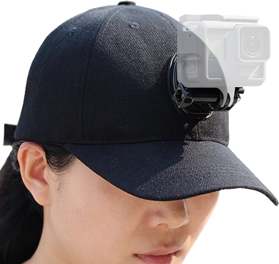 GoPro ゴープロ 撮影 アクセサリー コンパクトカメラ 帽子 カメラマウント アクションカメラ( ブラック)