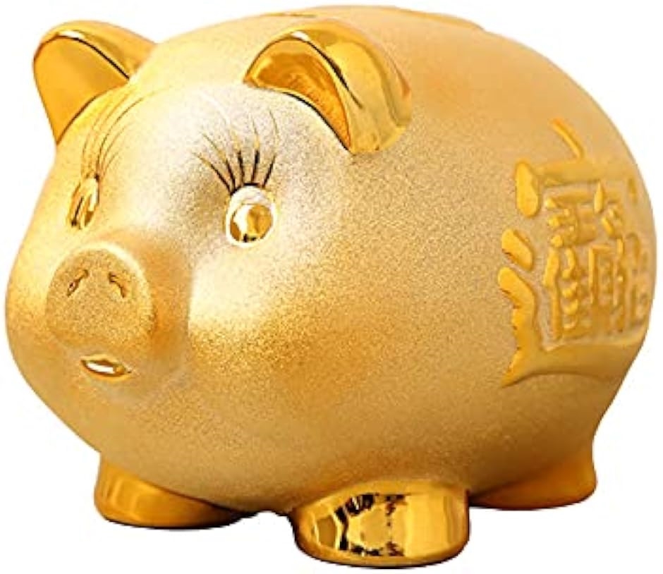 豚の貯金箱 ゴールド ブタ pig 風水 財運 金運 商売繁盛 置物( 中)