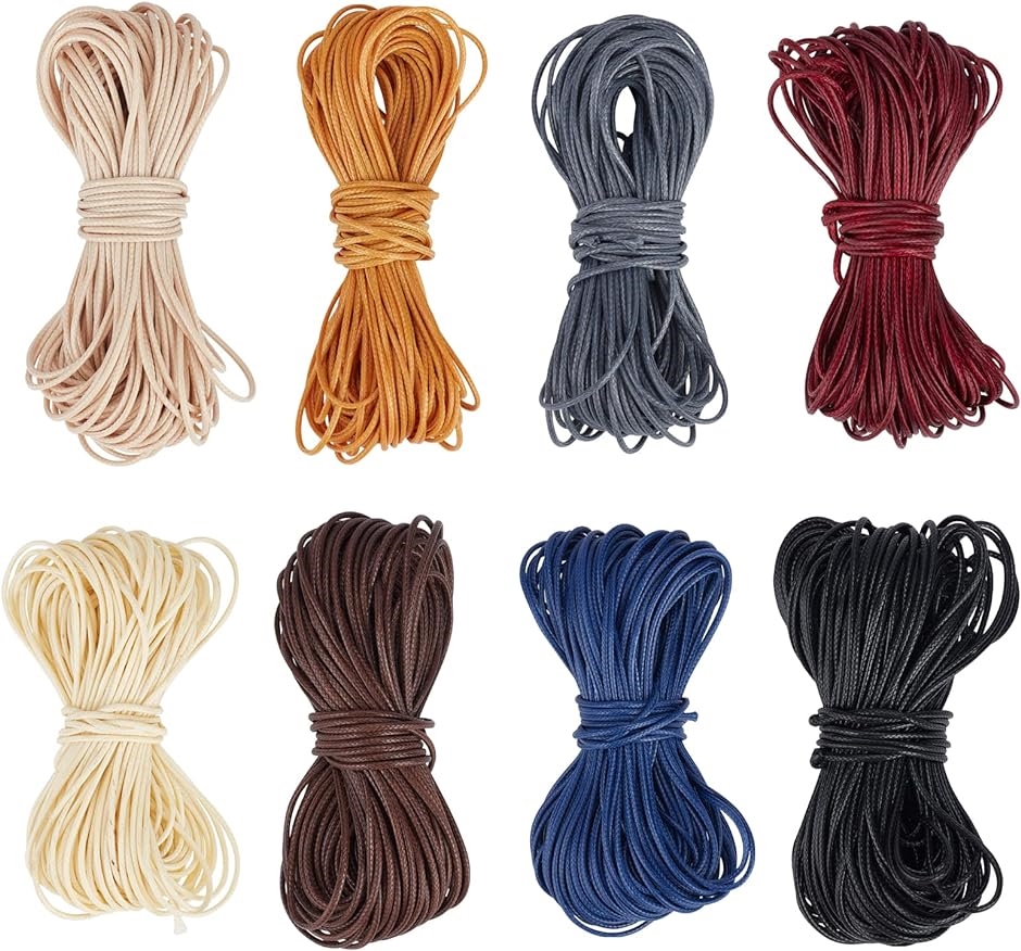 8色 ロウ引き糸 ワックスコード ポリエステルコード 太さ1mm 長さ15m蝋引き糸( 混色)｜horikku
