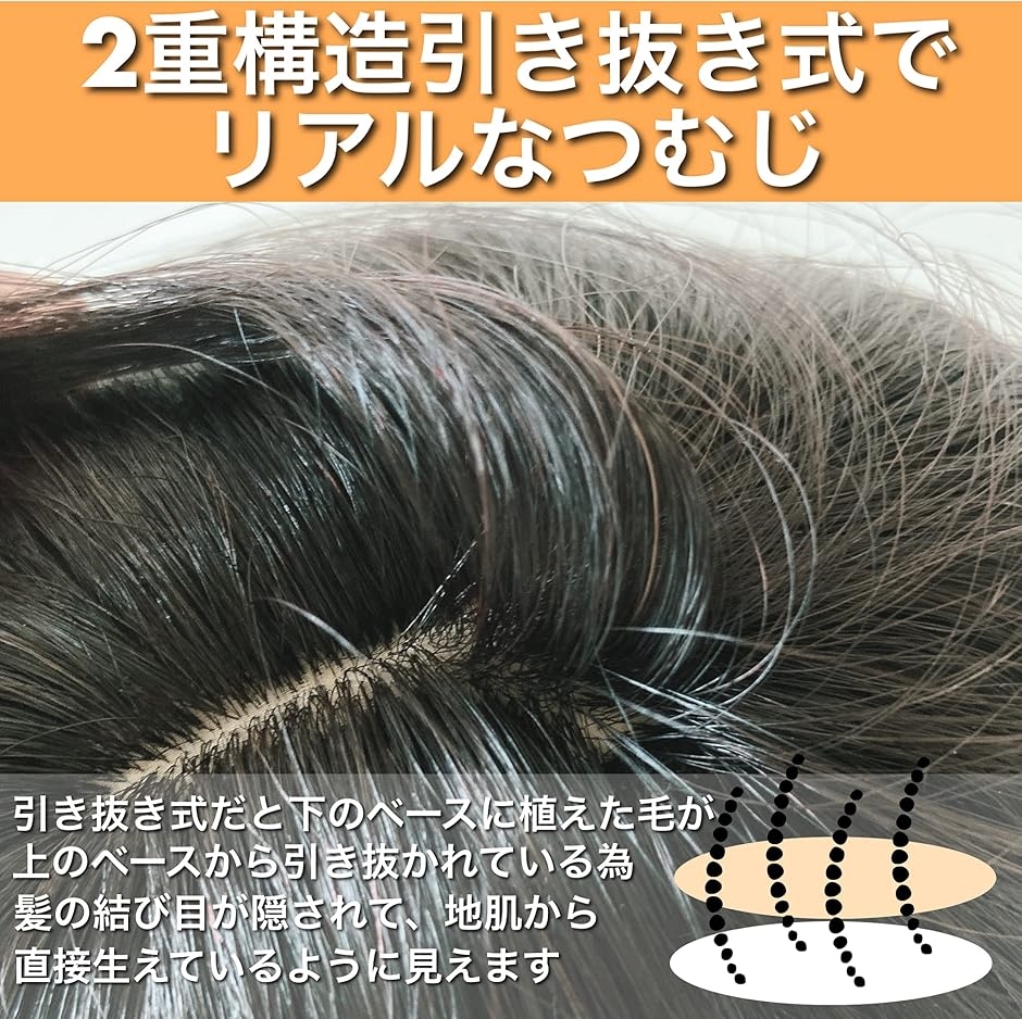 部分ウィッグ かつら ヘアピース 女性 レディース 人毛100% 医療用