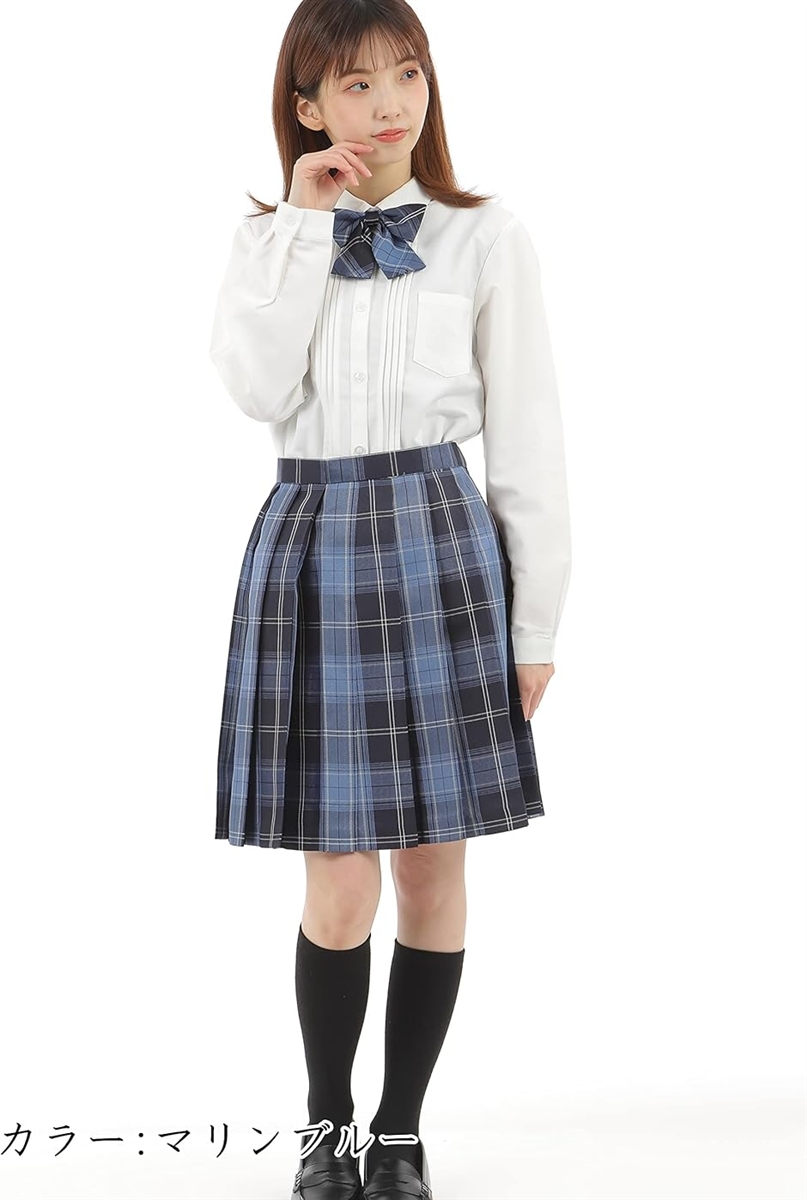 プリーツスカート チェック柄 丈48cm 膝上 スクールスカート 制服 女子