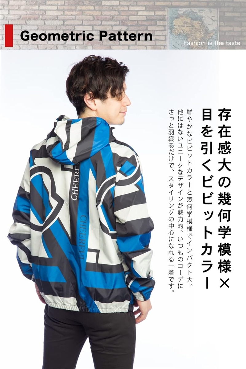 ワイズファクトリー メンズ マウンテンパーカー 総柄 幾何学模様 