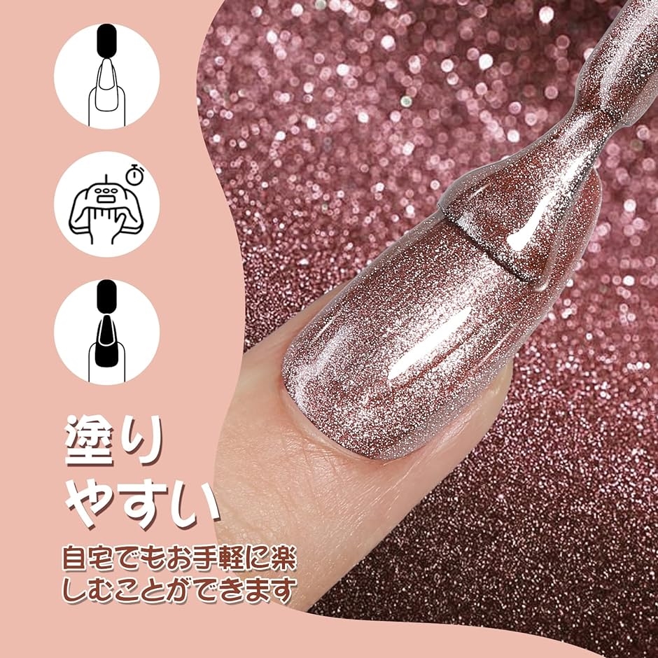 ジェルネイル 透明感ある 15ml UV/LED対応 初心者＆プロ適用 ポリッシュタイプ セルフネイル(マグネットジェル/シャンパン)